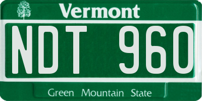 VT license plate NDT960