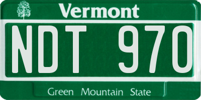 VT license plate NDT970