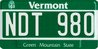 VT license plate NDT980