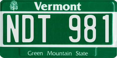 VT license plate NDT981