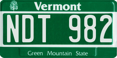 VT license plate NDT982