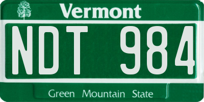 VT license plate NDT984