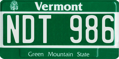 VT license plate NDT986