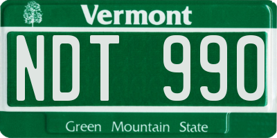 VT license plate NDT990