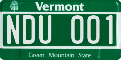 VT license plate NDU001
