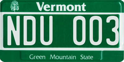VT license plate NDU003