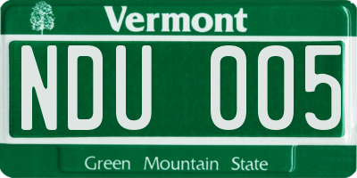 VT license plate NDU005