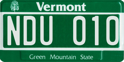 VT license plate NDU010