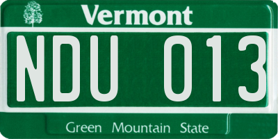 VT license plate NDU013
