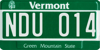 VT license plate NDU014