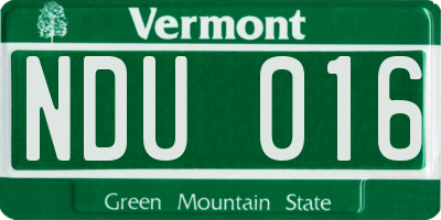 VT license plate NDU016