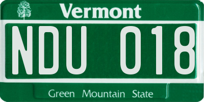 VT license plate NDU018