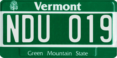 VT license plate NDU019