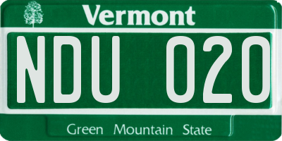 VT license plate NDU020