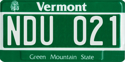 VT license plate NDU021