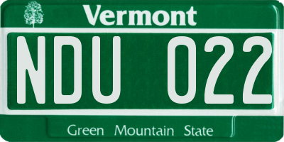 VT license plate NDU022