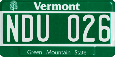 VT license plate NDU026