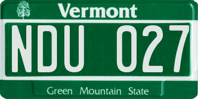 VT license plate NDU027