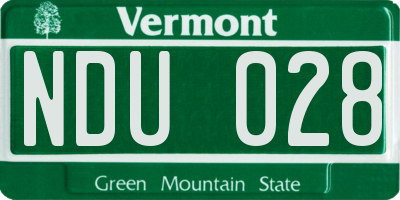 VT license plate NDU028