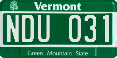 VT license plate NDU031
