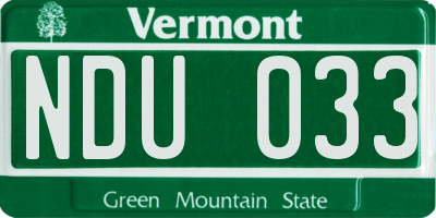 VT license plate NDU033