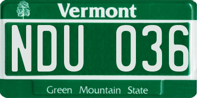 VT license plate NDU036