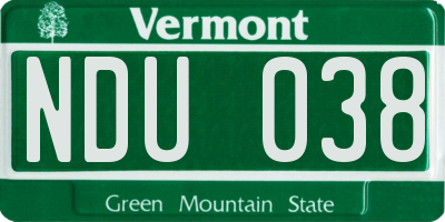 VT license plate NDU038