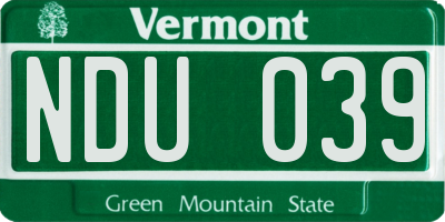 VT license plate NDU039