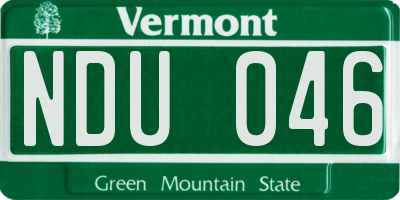 VT license plate NDU046