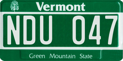 VT license plate NDU047