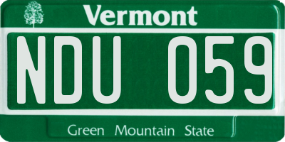 VT license plate NDU059