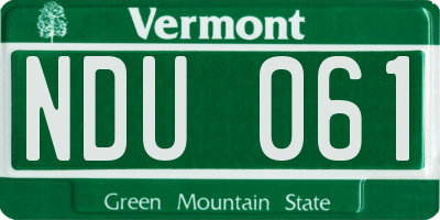 VT license plate NDU061