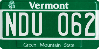 VT license plate NDU062