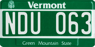 VT license plate NDU063