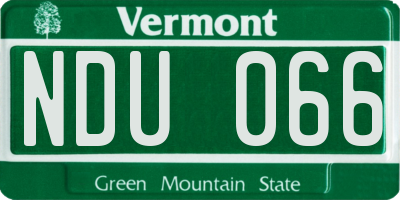 VT license plate NDU066