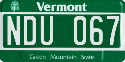 VT license plate NDU067