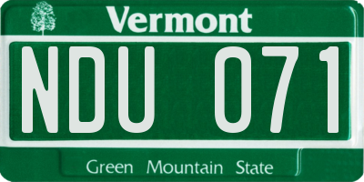 VT license plate NDU071