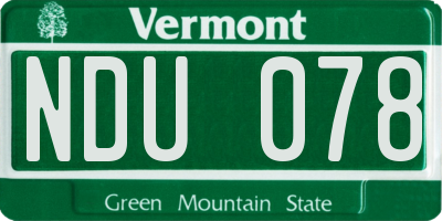 VT license plate NDU078