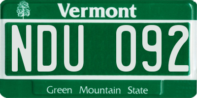 VT license plate NDU092