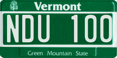 VT license plate NDU100