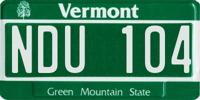 VT license plate NDU104