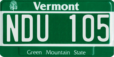 VT license plate NDU105