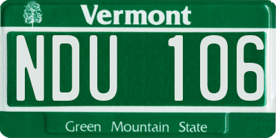 VT license plate NDU106