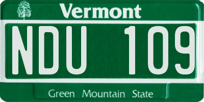 VT license plate NDU109