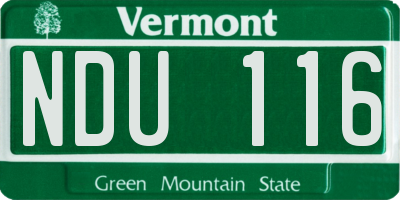 VT license plate NDU116