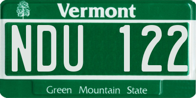 VT license plate NDU122