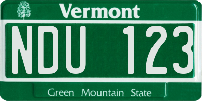 VT license plate NDU123