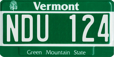 VT license plate NDU124