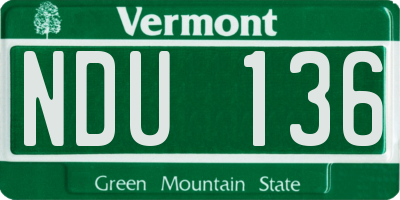 VT license plate NDU136
