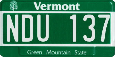 VT license plate NDU137